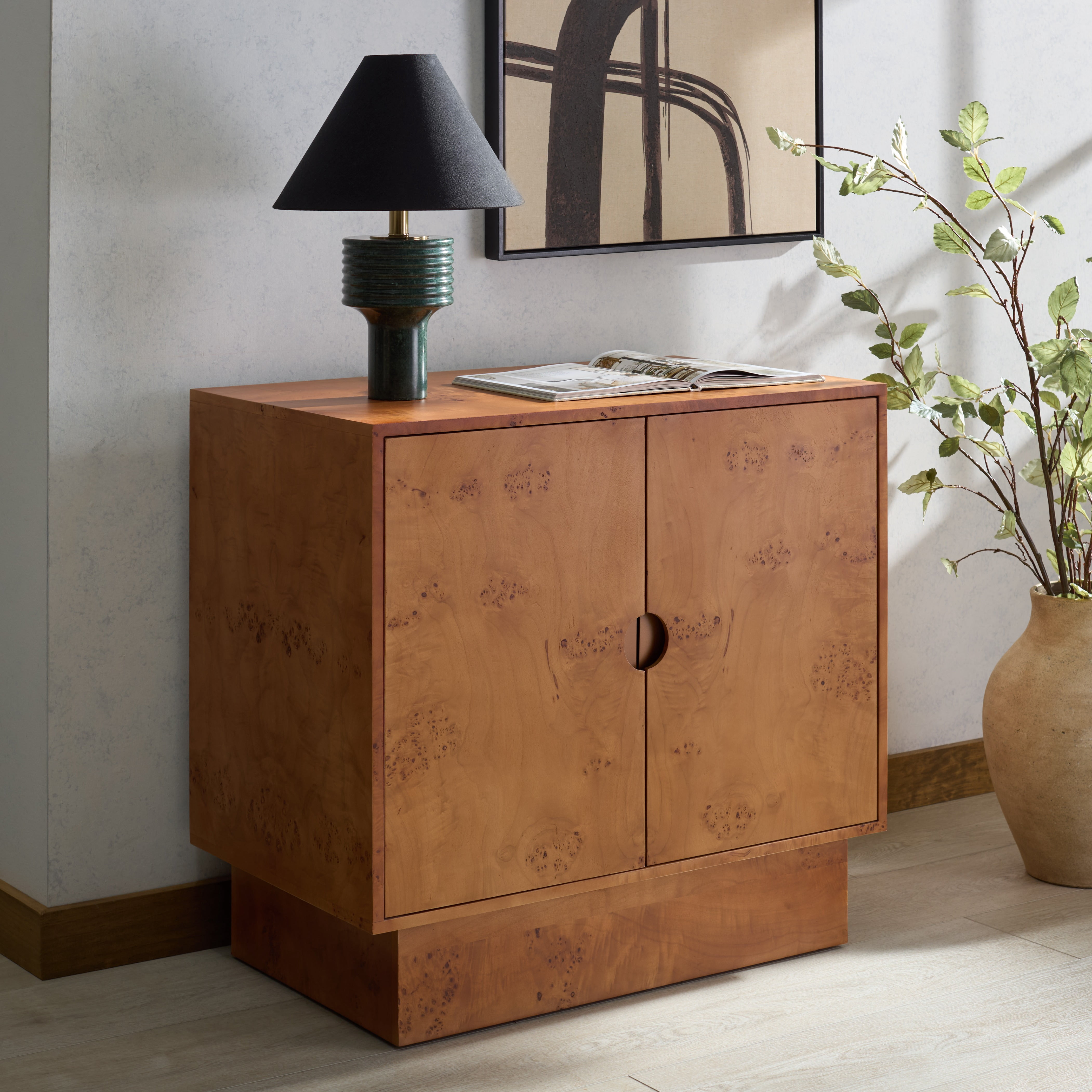 Safavieh Couture Tessly Burl Veneer Chest, Walnut Burl/Brass
