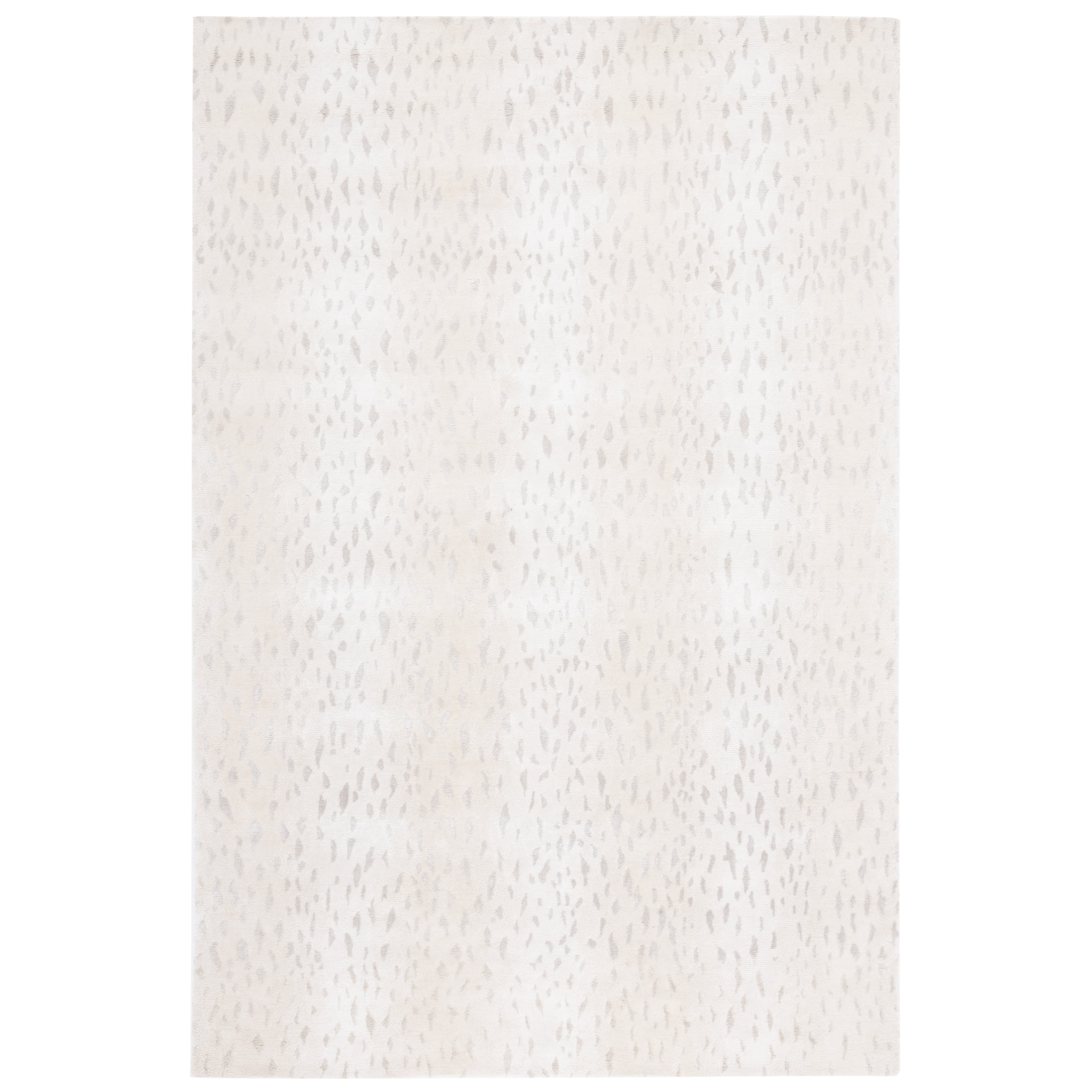 Ivory Geometric Hand-Knotted Wool Area Rug
