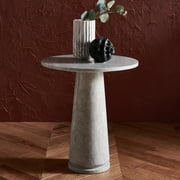 Safavieh Couture Valentia Tall Round Marble Accent Table - 22 IN W x 21 IN D x 24 IN H Light Grey 22 IN W x 21 IN D x 24 IN H