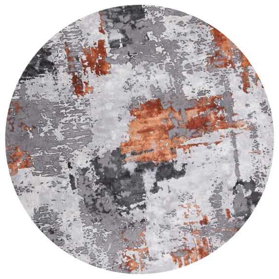 Safavieh Craft 820 Rugs, Grey / Orange, 4' X 4' Round, Round