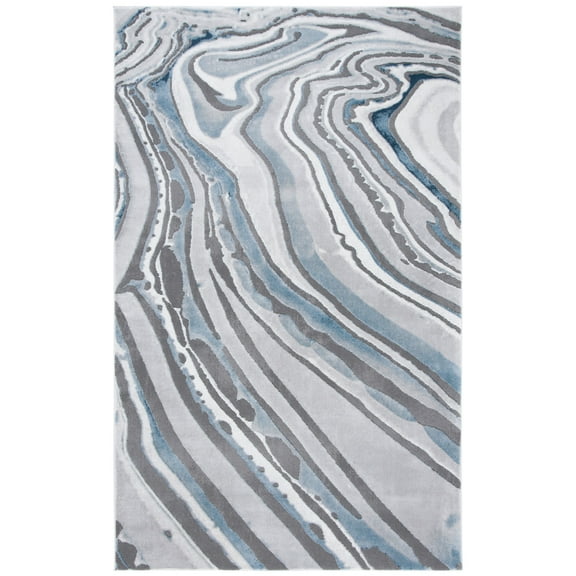 Safavieh  Craft Bircan Modern Abstract Rug Blue/Grey 5'3" x  7'6" 5' x 8' Rectangle