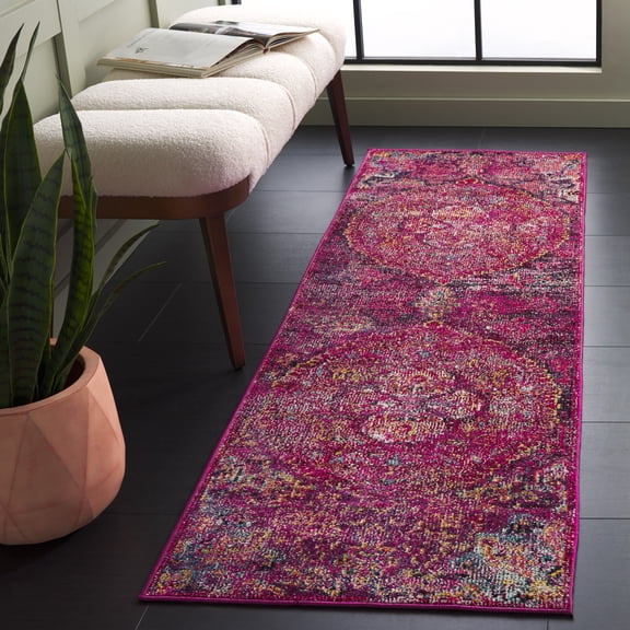 SAFAVIEH Crystal Charlene Oriental Runner Rug, Fuchsia/Purple, 2'2" x 9'