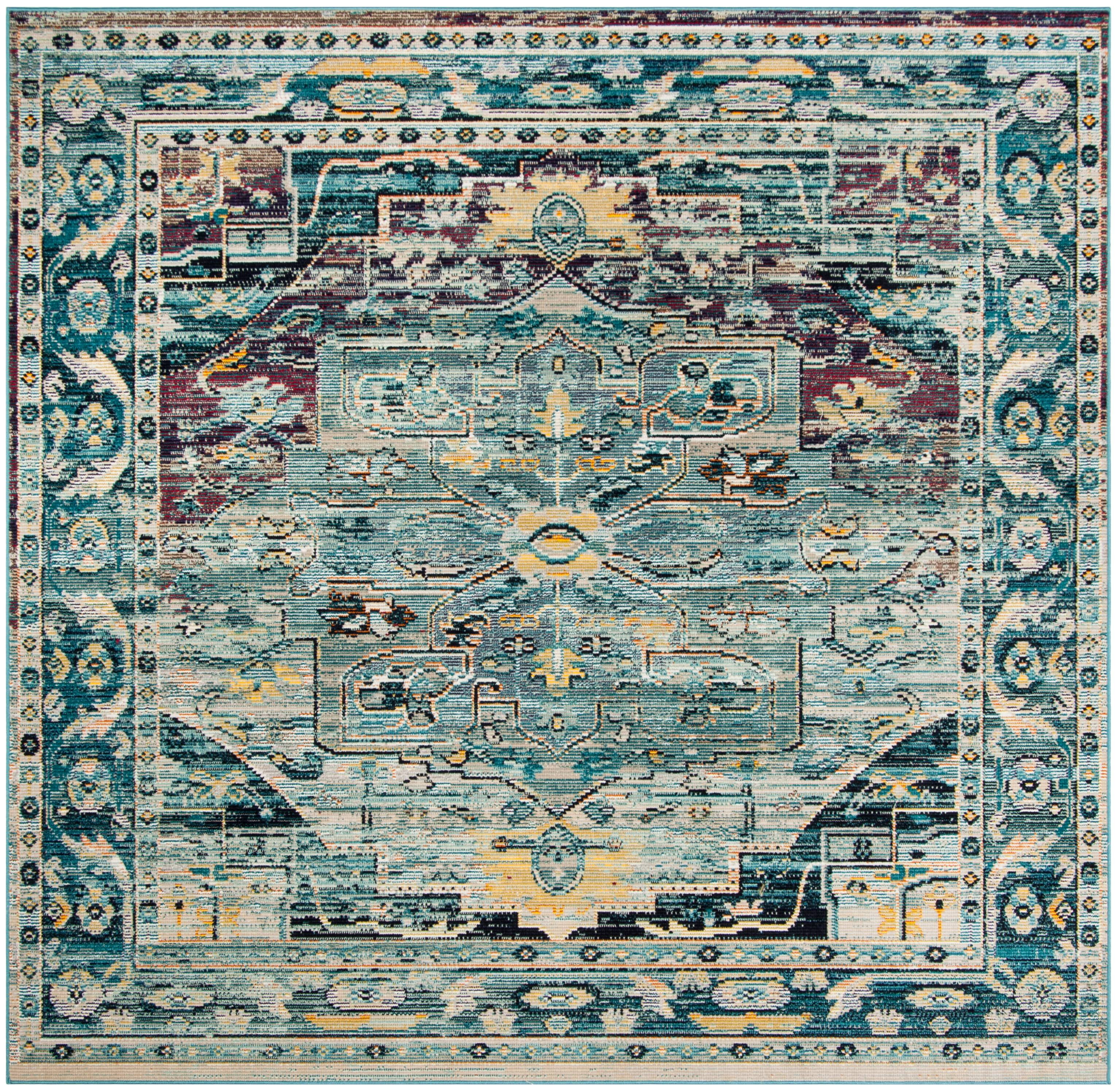 Seraphina Easy-Care Hand-Knotted Blue Square Synthetic Rug