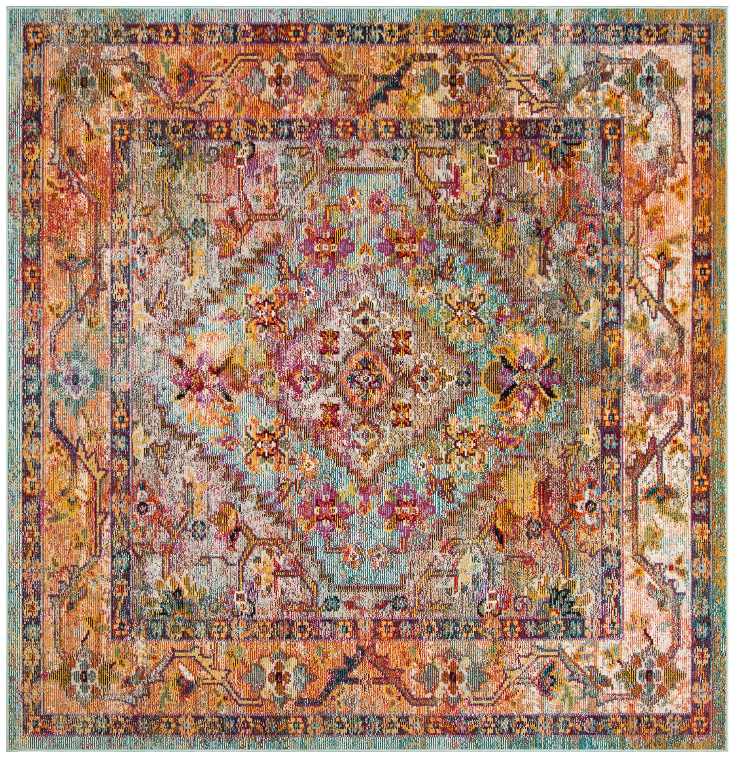 Light Blue Square Easy-Care Synthetic Area Rug 84"
