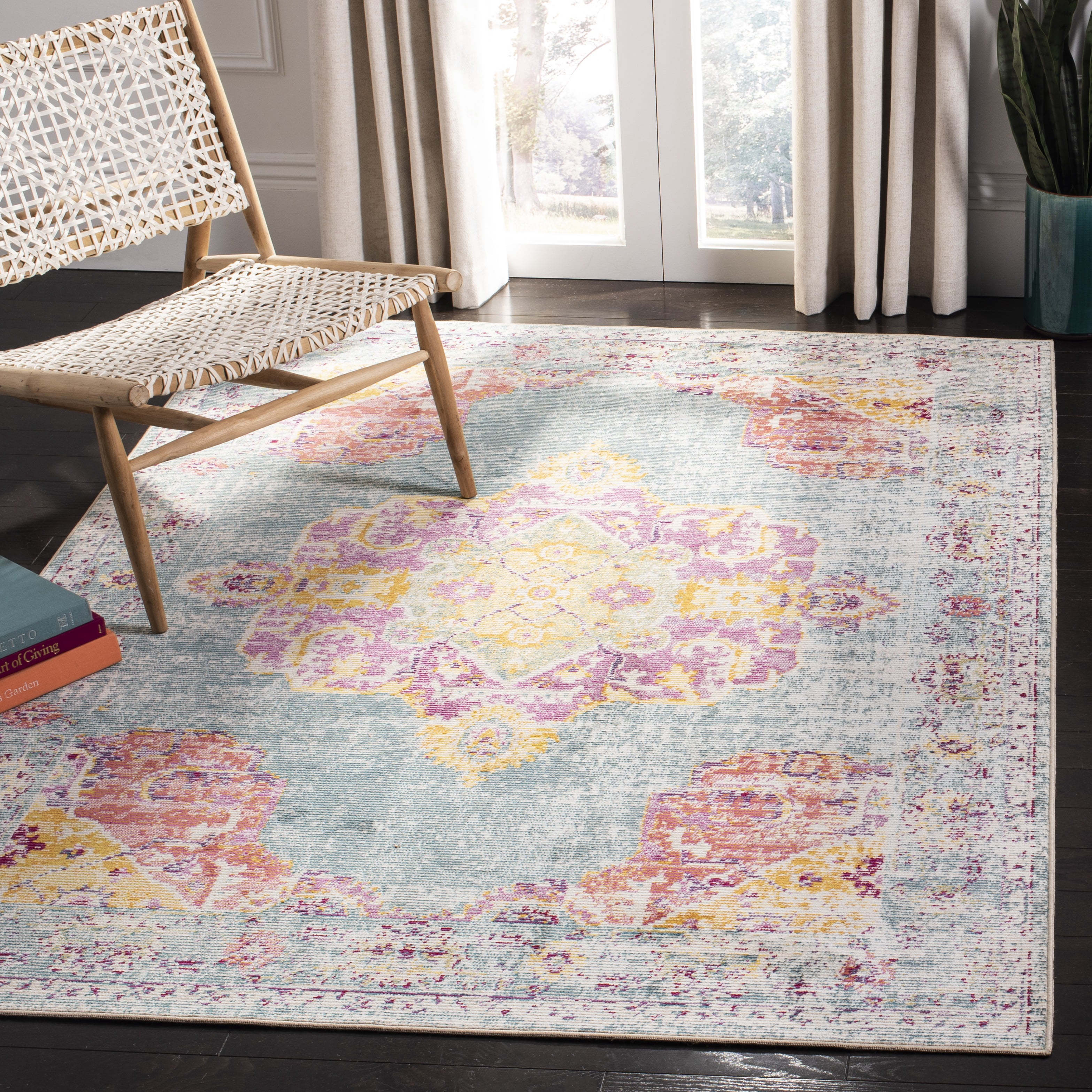 SAFAVIEH Crystal Virginia Oriental Area Rug, Turquoise/Rust, 5' x 8'