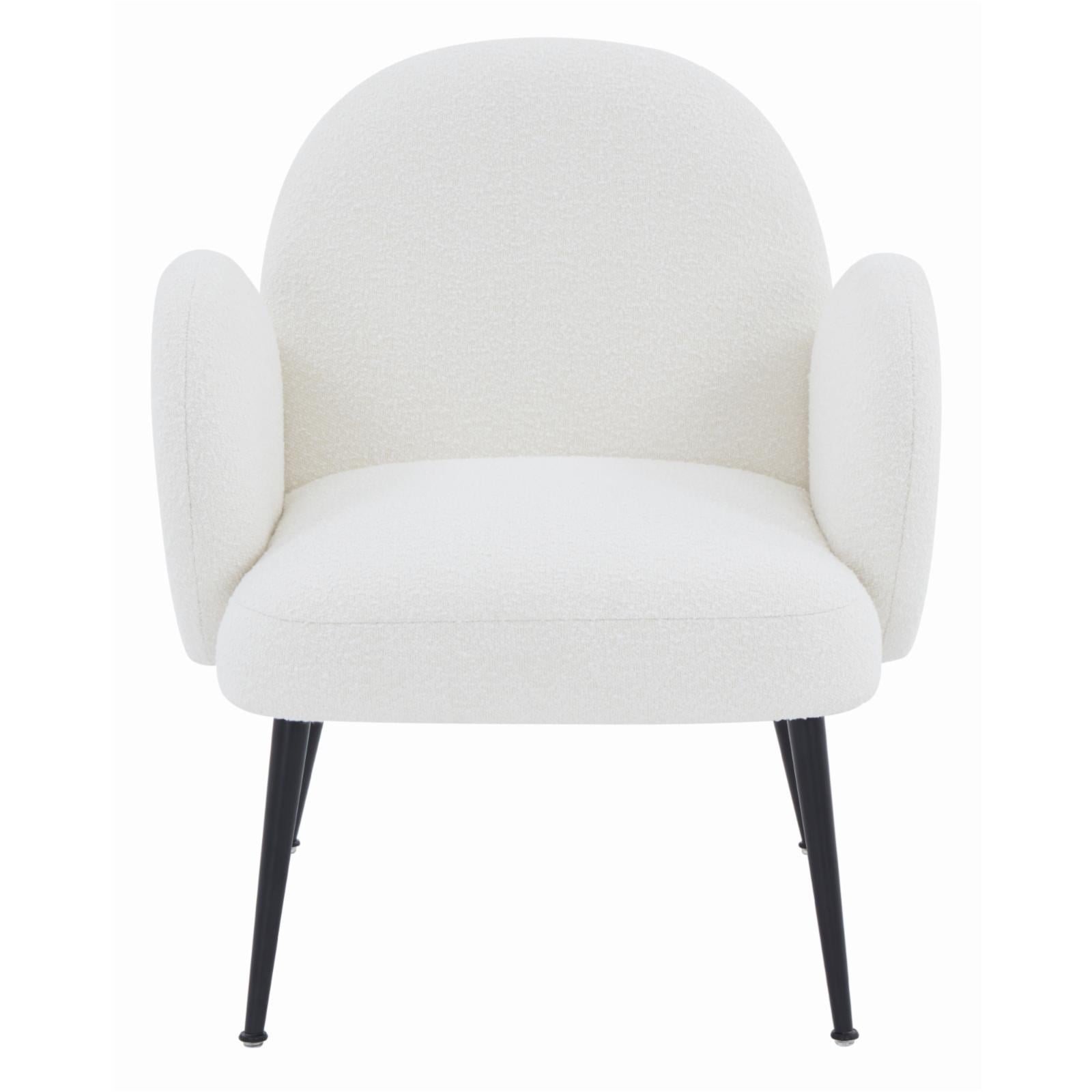 Ivory Boucle Upholstered Armchair with Black Legs