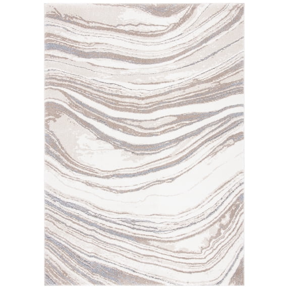 SAFAVIEH Cyrus Henderson Abstract Shag Area Rug, Ivory/Gray, 5'5" x 7'6"