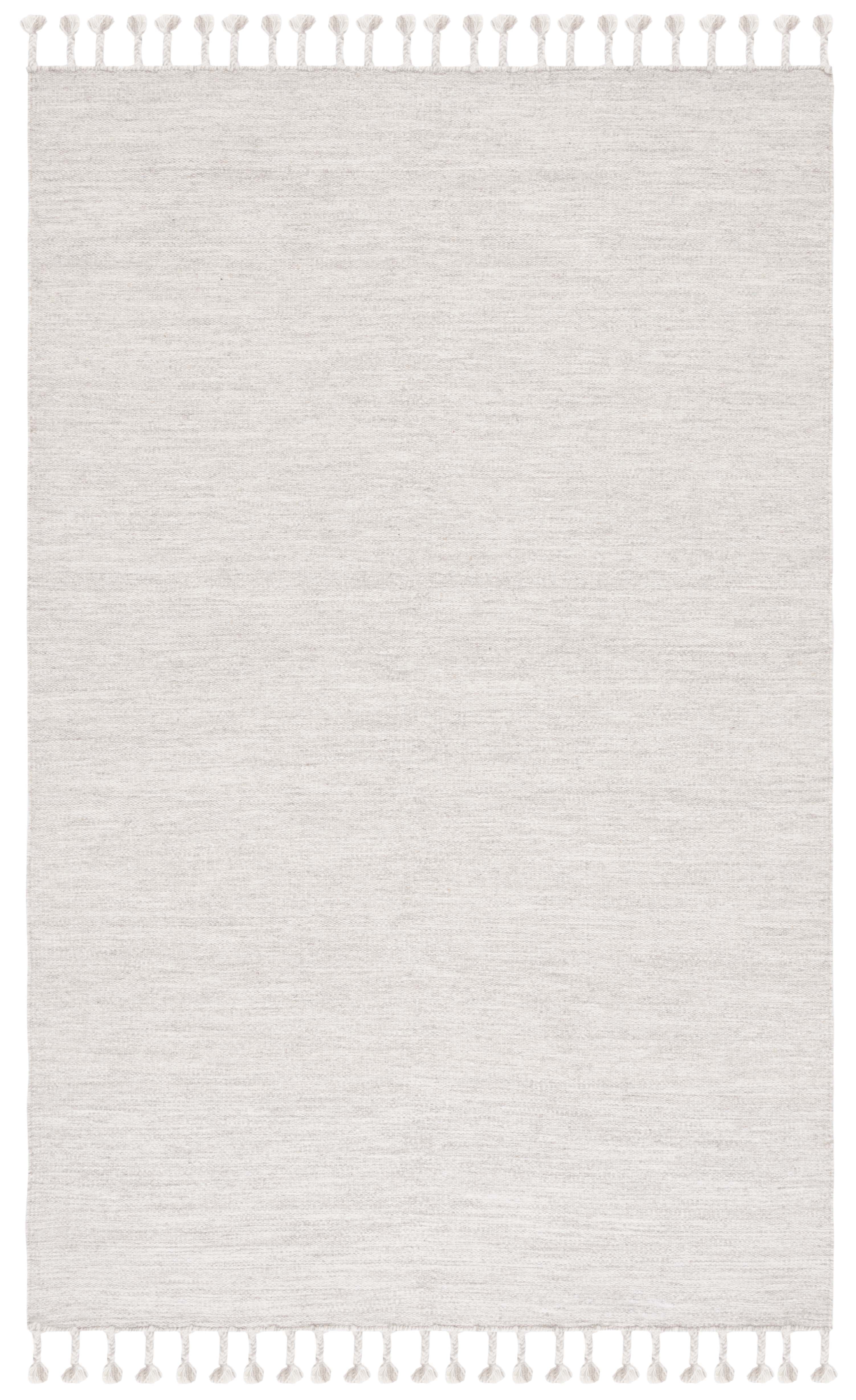 Beige Geometric Flat Woven Wool Area Rug, 5' x 8'