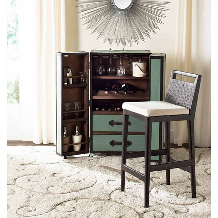 Safavieh Southeast Asia Square High Back Barstool, Dark Brown