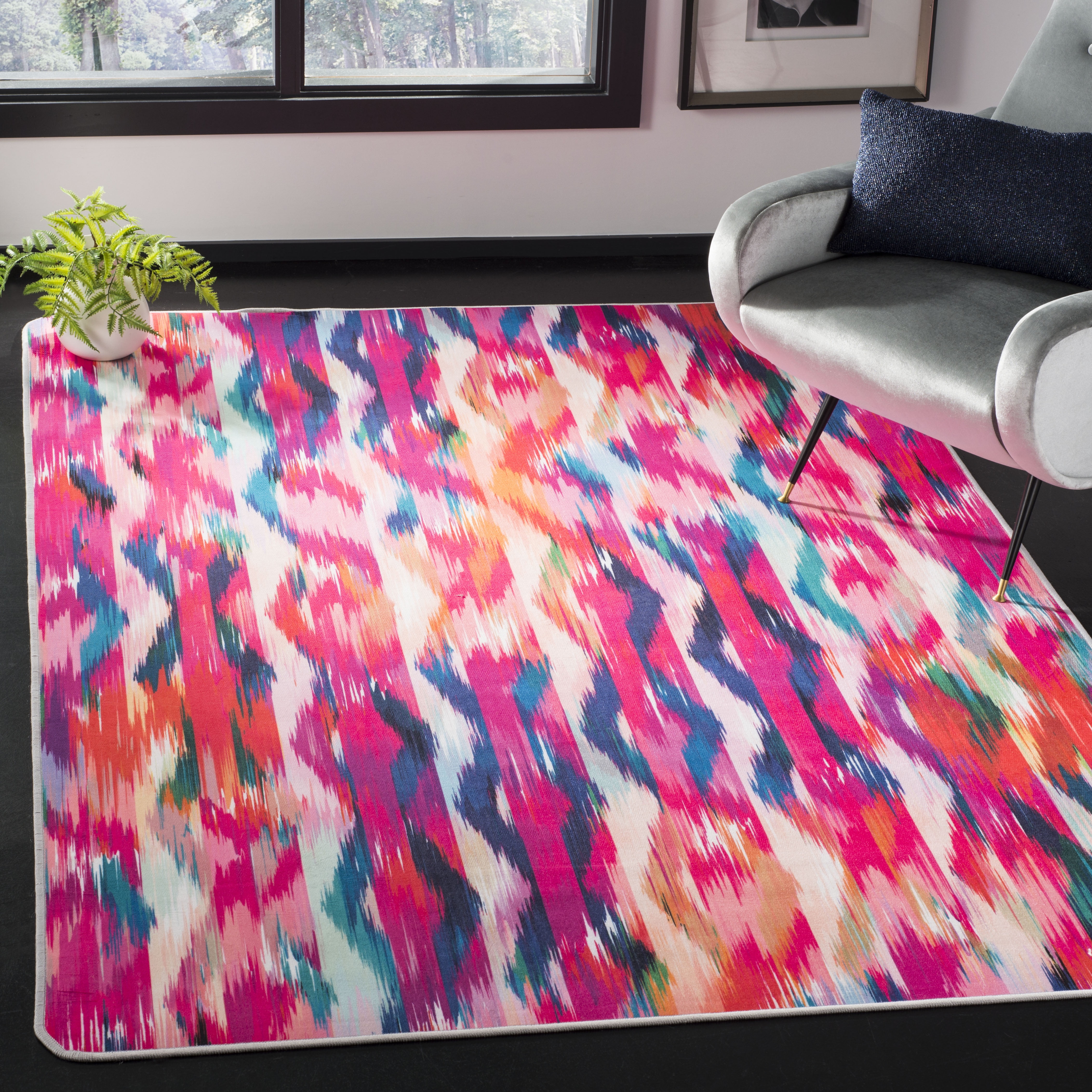 Daytona Fuchsia and Purple 4' x 6' Flat Woven Area Rug