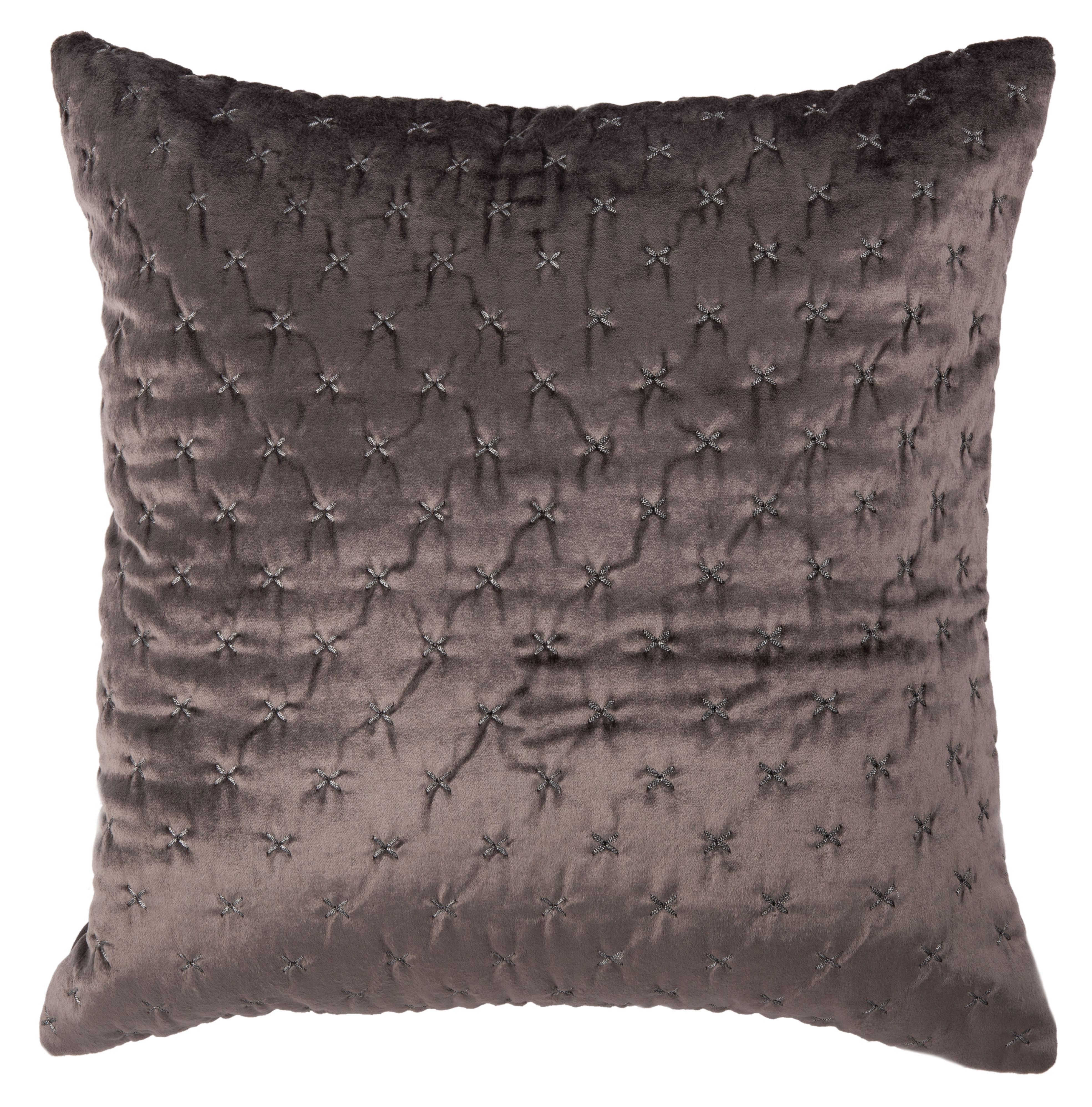 Deana Dark Grey 19" Embroidered Square Throw Pillow