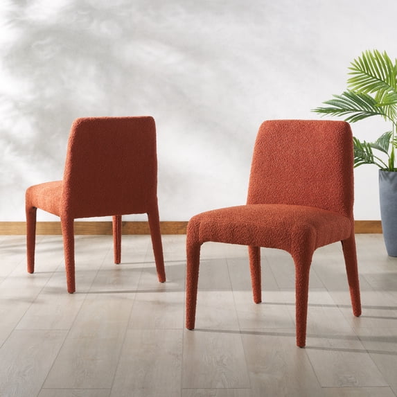 Safavieh Derrick Modern Wood Dining Side Chairs, Rust Orange (Set of 2)