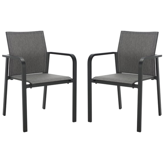 Safavieh Dexter Aluminum Outdoor Dining Arm Chair - Set of 2, Black