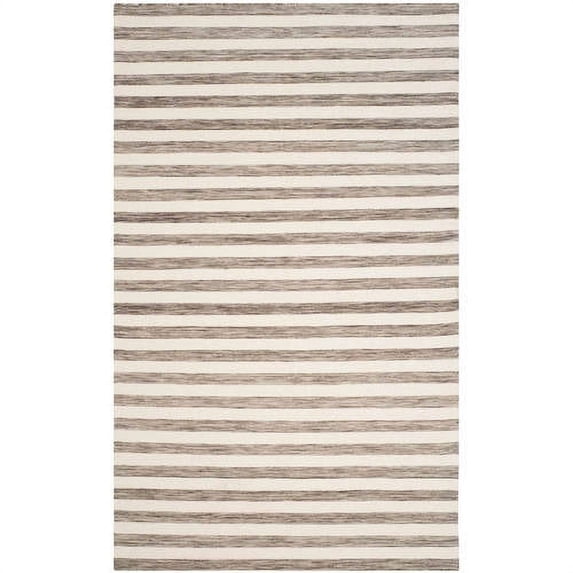 Safavieh Dhurries Drema Hand-knotted Stripe Area Rug Brown/Ivory 3' x 5' 3' x 5' Indoor, Handmade Living Room, Bedroom Rectangle