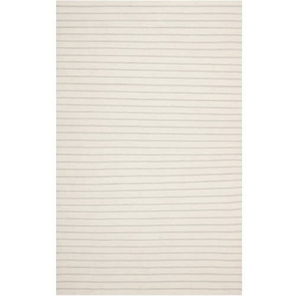 Elysian Fields Handwoven White Wool 5' x 8' Geometric Area Rug