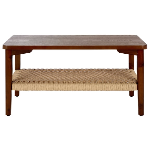 Safavieh Dino Glam 1 Shelf Ash Veneer Coffee Table, Walnut