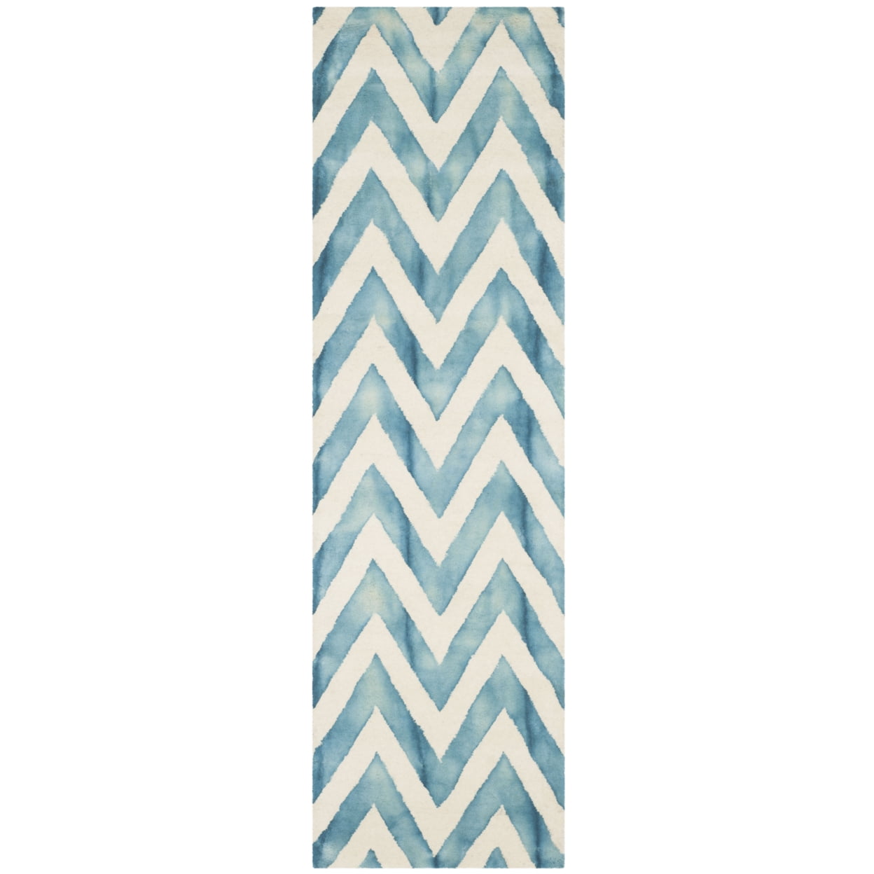 Elegant Ivory & Turquoise Hand-Tufted Wool Runner Rug - 2'3" x 10'