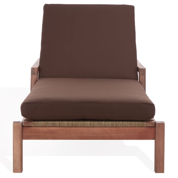 Safavieh Donnamaria Wood Outdoor Lounge Chair, Natural/Dark Brown