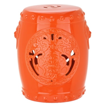 Safavieh Dragon Coin Indoor/Outdoor Garden Patio Stool, Orange