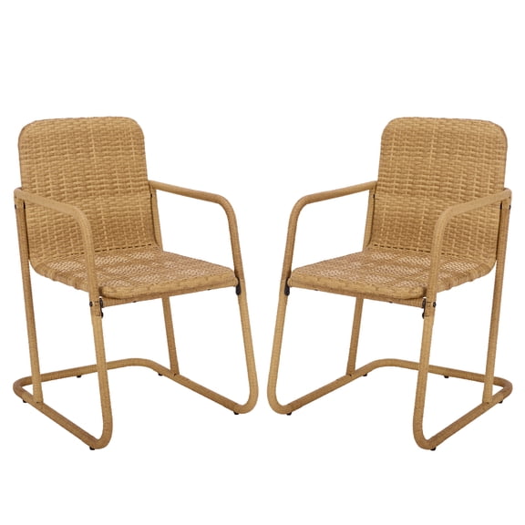Safavieh Drew Metal Outdoor Dining Arm Chair - Set of 2, Natural/Taupe