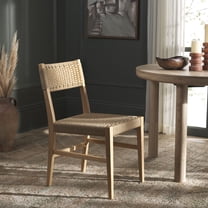 Safavieh Dutton Farmhouse Wood and Paper Cord Dining Side Chairs, Natural