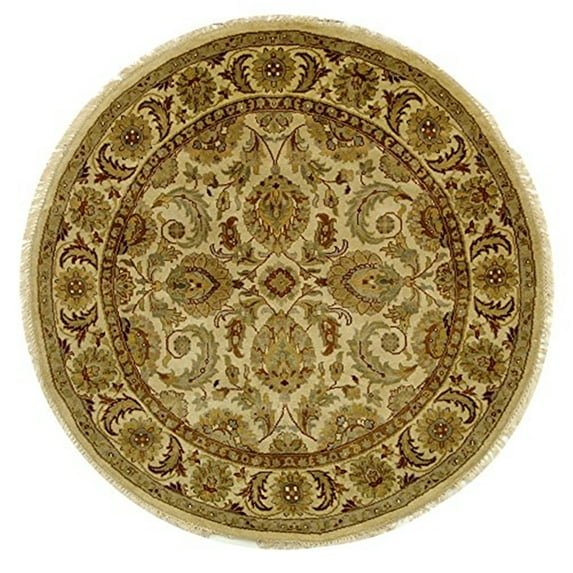 Traditional Rug - Dynasty Wool Pile -Ivory/Ivory-Color:Ivory/Ivory,Design:Traditional,Shape:Round,Size:8'L x 8'W