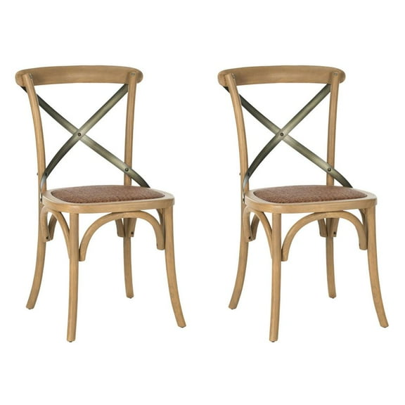 Safavieh Eleanor X Back  Dining Chair in Weathered Oak (Set of 2)