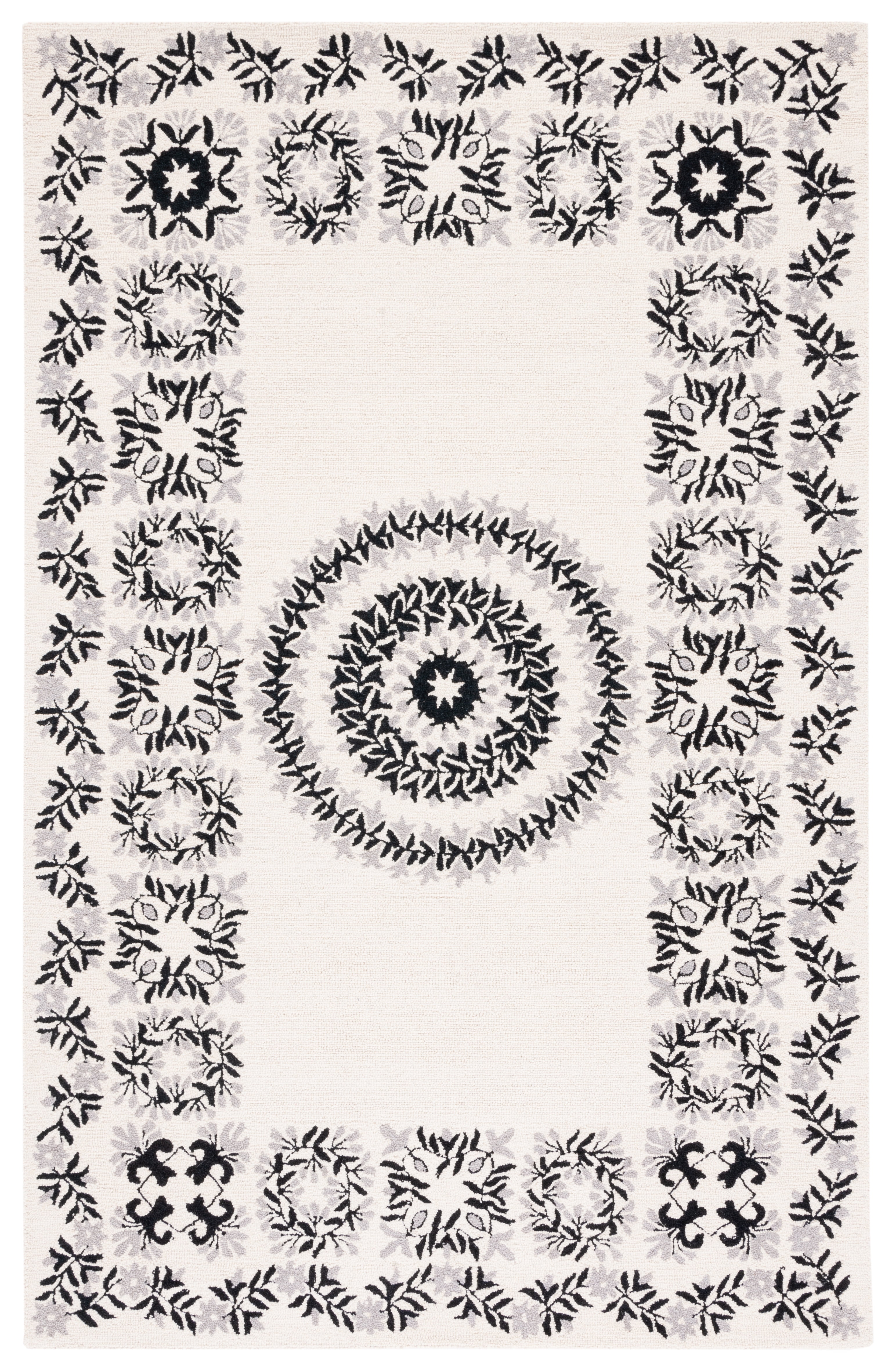 Empire Black and Ivory Hand-Tufted Wool Area Rug