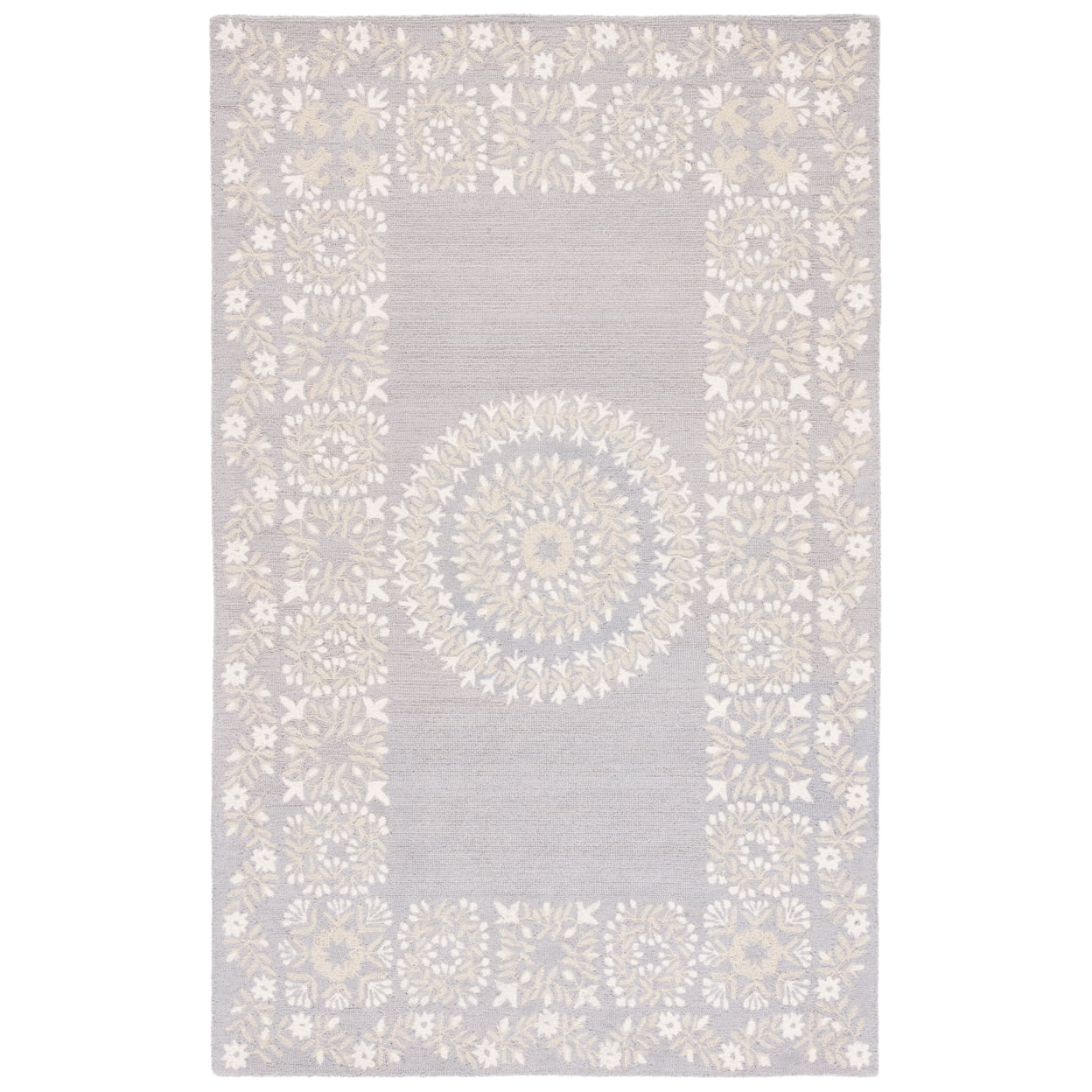 Empire Grey and Green Hand-Tufted Wool Area Rug
