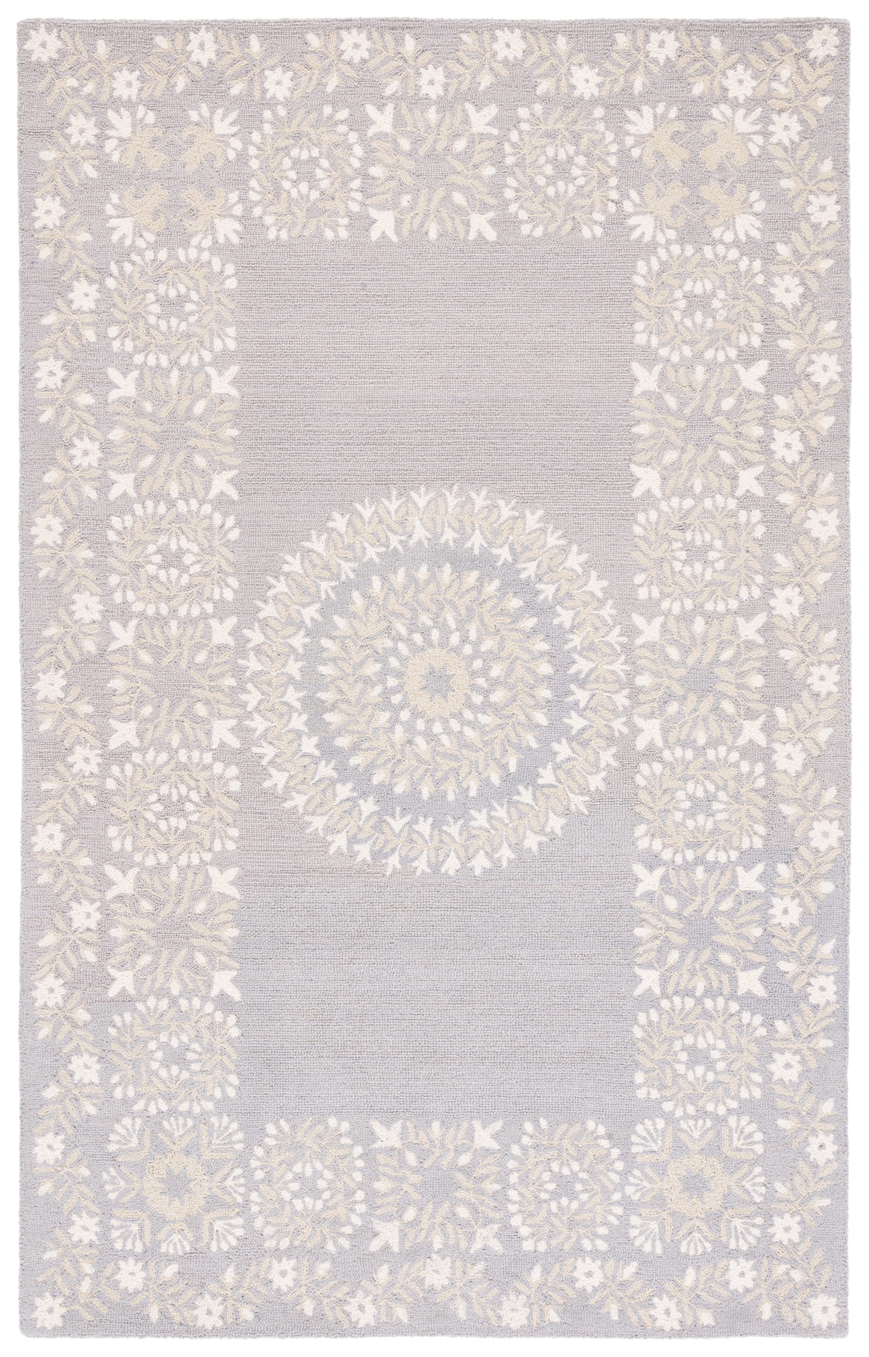 Empire Grey and Green Hand-Tufted Wool Area Rug