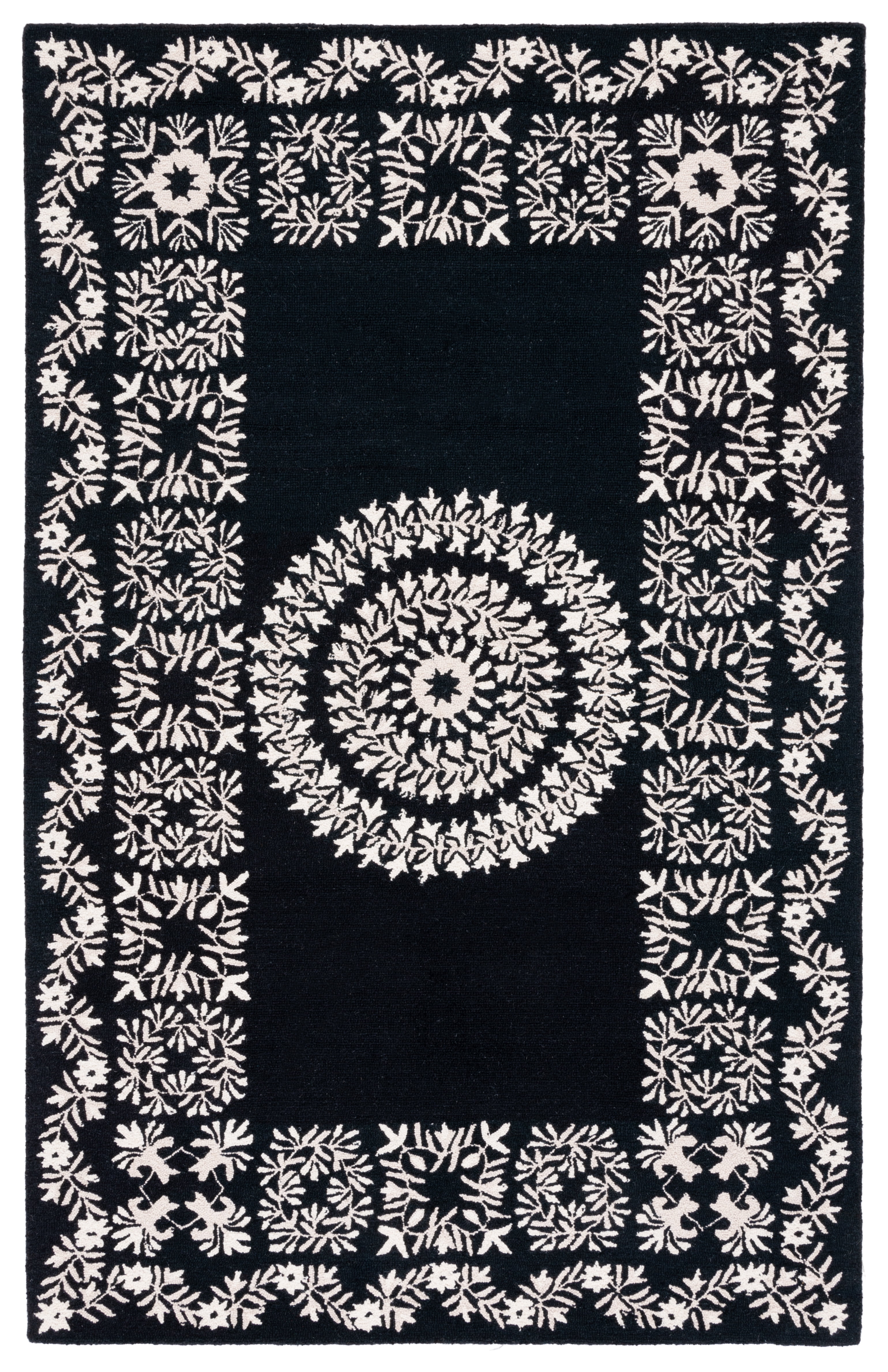 Empire Black and Ivory Hand-Tufted Wool Area Rug