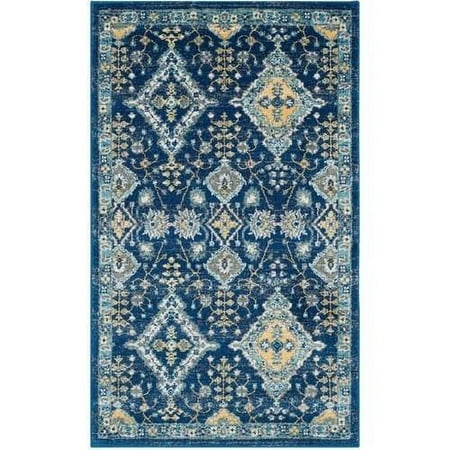 SAFAVIEH Evoke Stamen Bordered Area Rug, Royal/Ivory, 3' x 5'