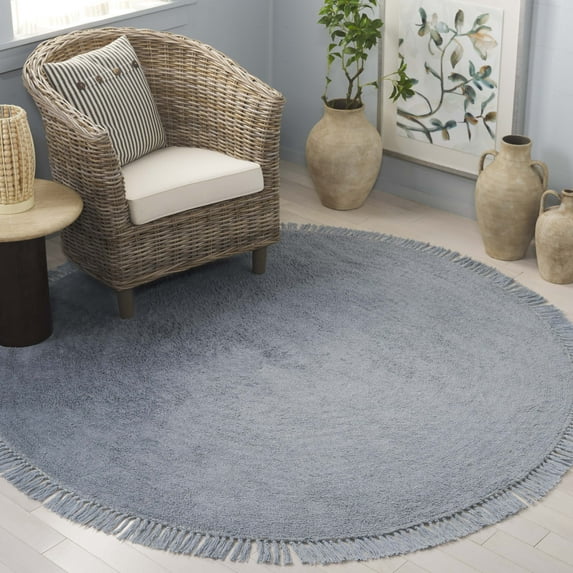 Safavieh Easy Care Frosina Solid Area Rug, Blue, 3' x 3' Round