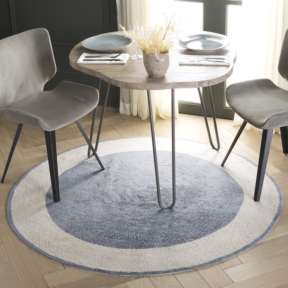 Safavieh Easy Care Anselmo Bordered Area Rug, Ivory/Blue, 3' x 3' Round