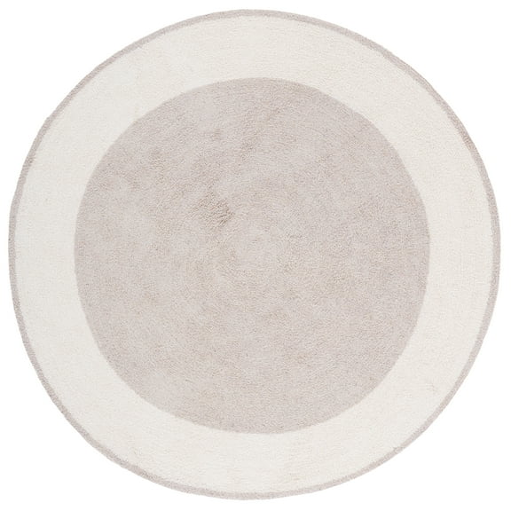 SAFAVIEH Easy Care Anselmo Bordered Area Rug, Ivory/Beige, 5' x 5' Round