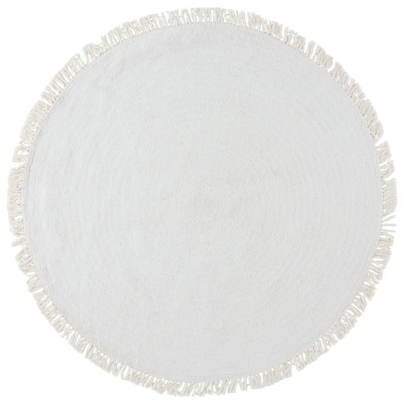 SAFAVIEH Easy Care Frosina Solid Area Rug, Ivory, 5' x 5' Round
