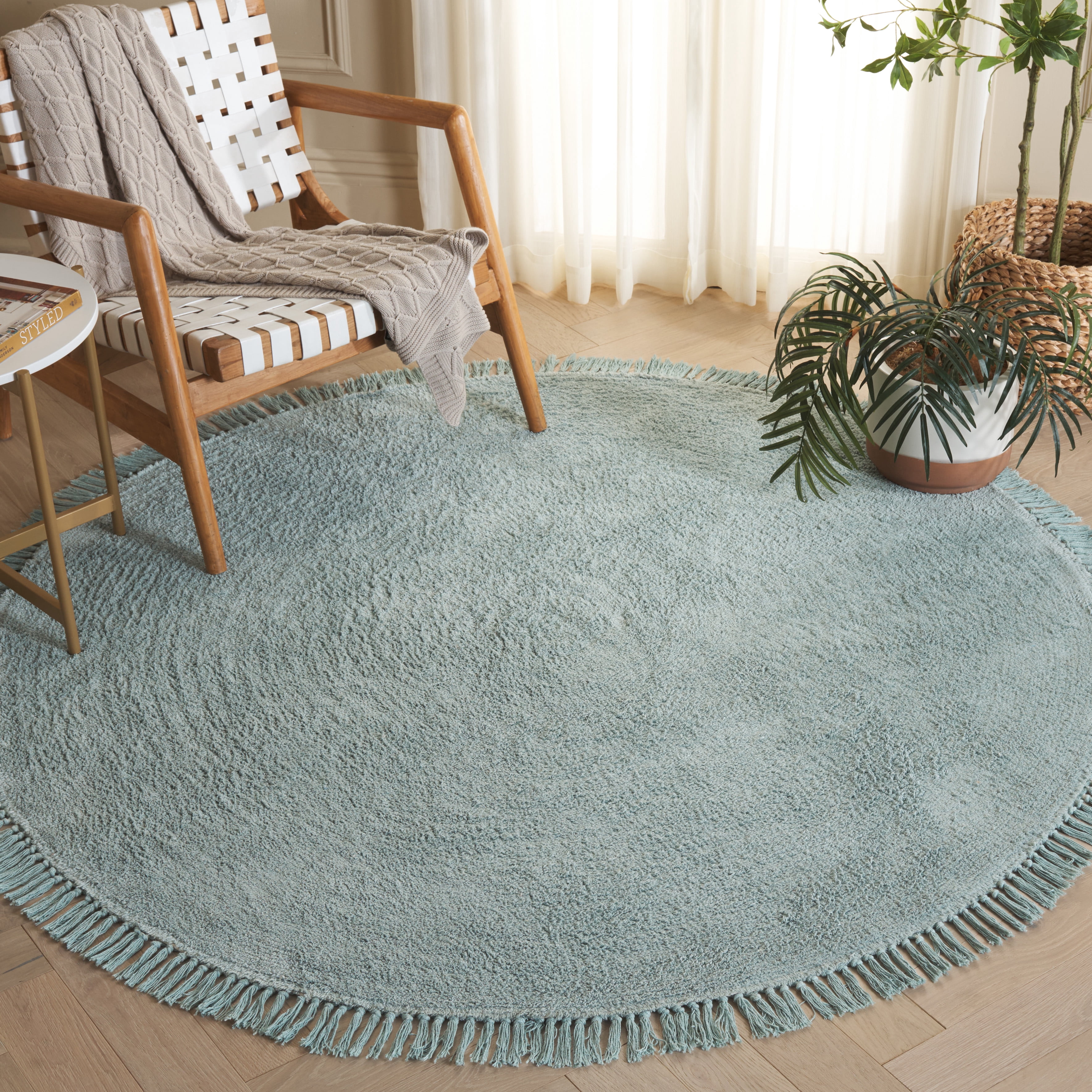 Safavieh Easy Care Frosina Solid Area Rug, Turquoise, 5' x 5' Round