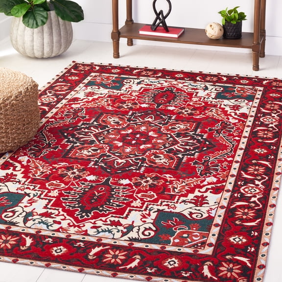 Safavieh Easy Care Liam Oriental Machine Washable Area Rug, Red/Black, 4' x 6'