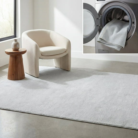 Safavieh  Easy Care Machine Washable Handmade Ilva Rug 5'  x  8' - Light Blue/Ivory - Rectangle