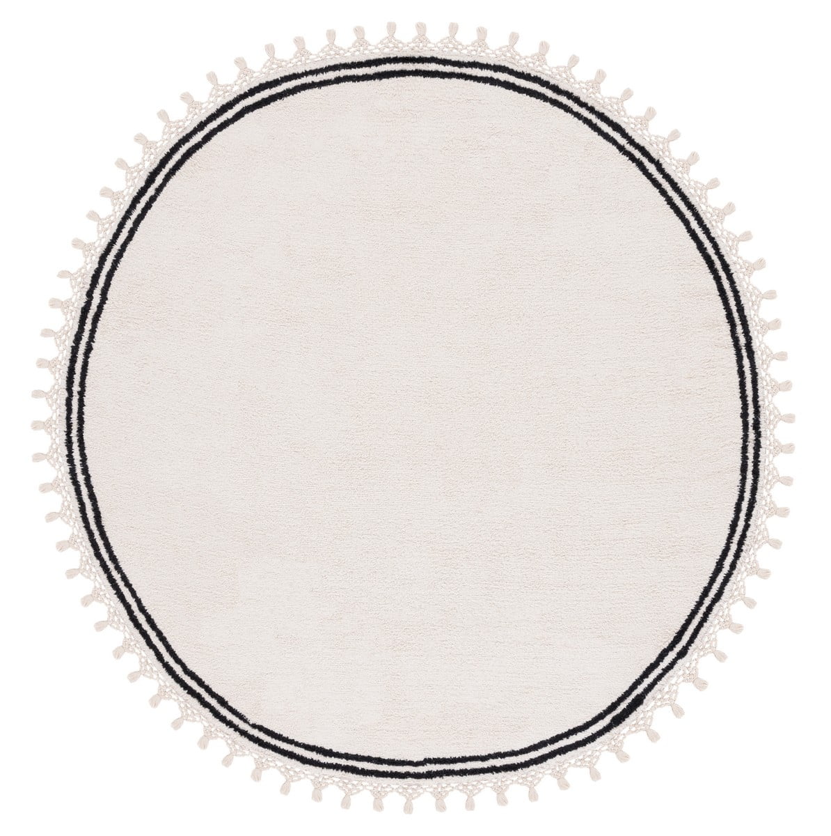 Safavieh Easy Care Hepburn Solid Cotton Machine Washable Area Rug, Ivory, 4' x 4' Round