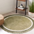 thumbnail image 1 of Safavieh Easy Care Willard Solid Cotton Machine Washable Area Rug, Green/Ivory, 3' x 3' Round, 1 of 9