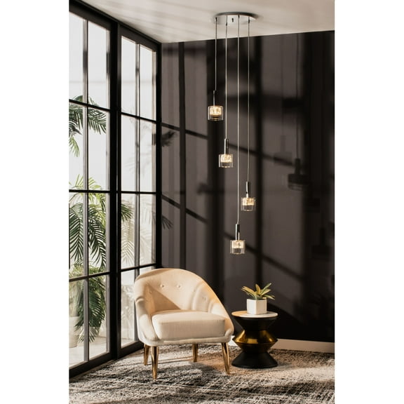 Safavieh Eban Modern Glam 82.28 in. H Pendant, Chrome/Clear