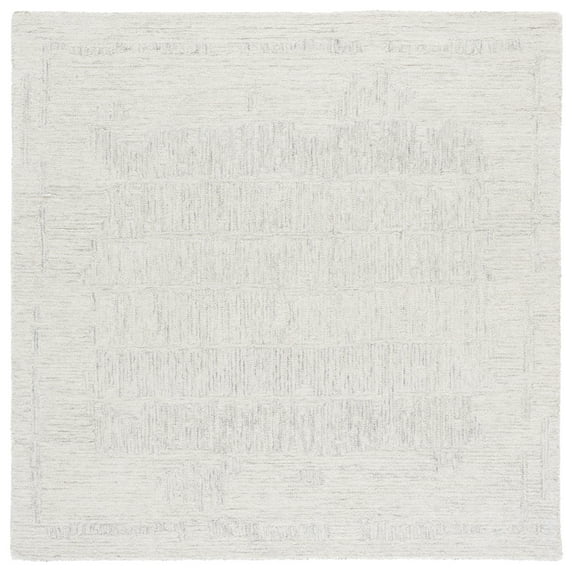 SAFAVIEH Ebony Madelyn Distressed Wool Area Rug, Ivory/Gray, 6' x 6' Square
