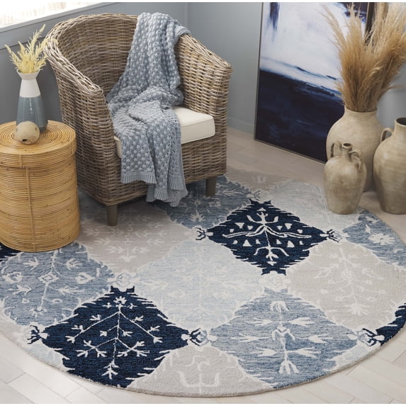 Safavieh Ebony Alene Floral Area Rug, Blue/Ivory, 6' x 6' Round