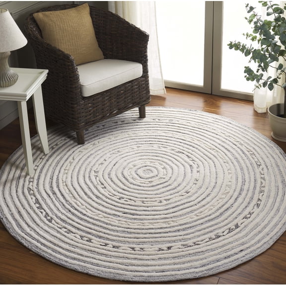 Safavieh Ebony Deforrest Geometric Area Rug, Ivory/Gray, 6' x 6' Round