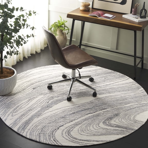 Safavieh Ebony Dusan Abstract Area Rug, Ivory/Gray, 6' x 6' Round