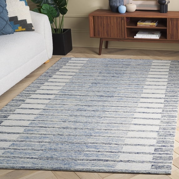 Safavieh Ebony Elisa Geometric Striped Area Rug, Ivory/Blue, 5' x 8'