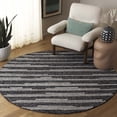 thumbnail image 1 of Safavieh Ebony Hallam Geometric Striped Area Rug, Black/Ivory, 6' x 6' Round, 1 of 10