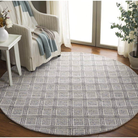 Safavieh Ebony Hester Plaid Area Rug, Blue/Gray, 6' x 6' Round