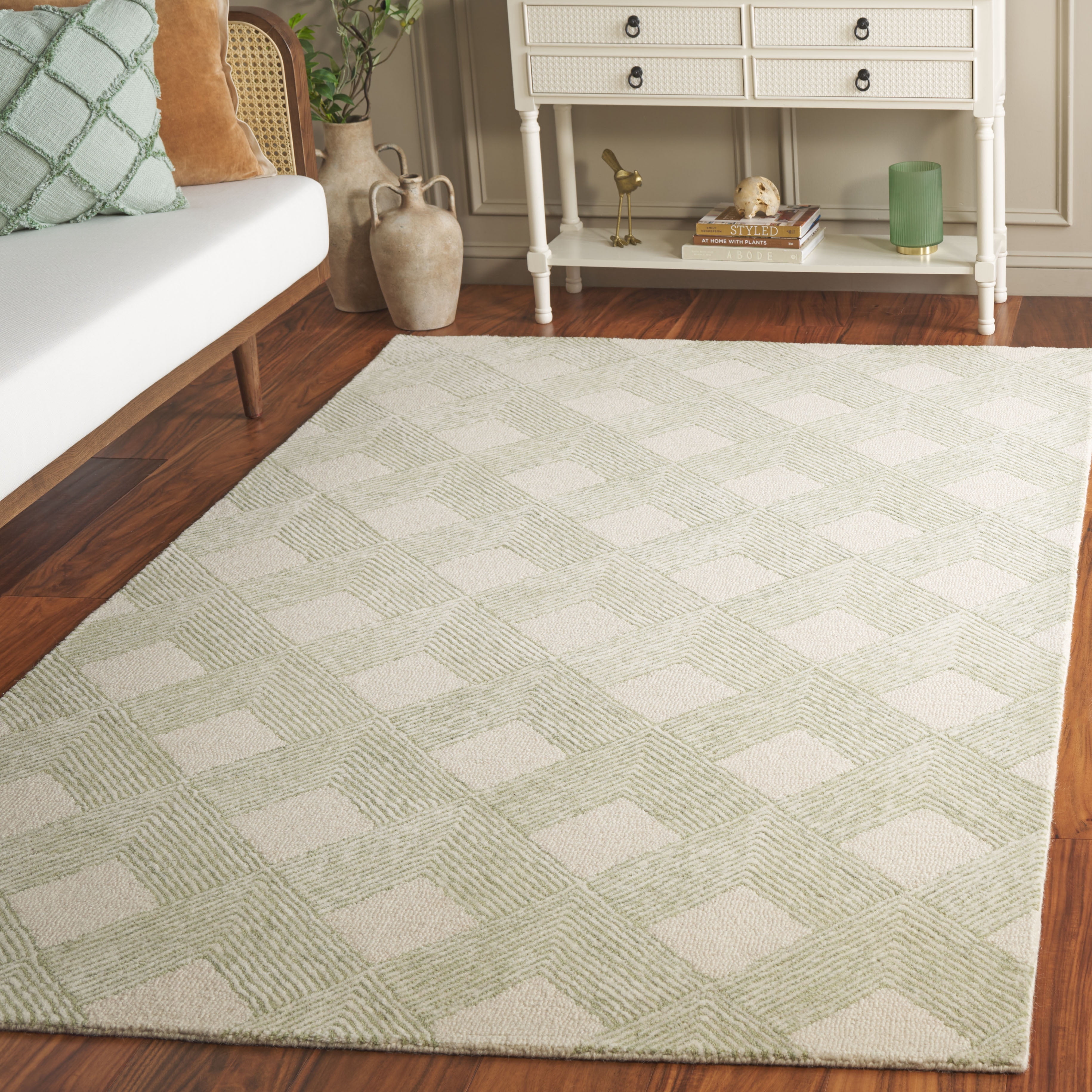 Safavieh Ebony Marva Plaid Area Rug, Green/Ivory, 6' x 6' Square